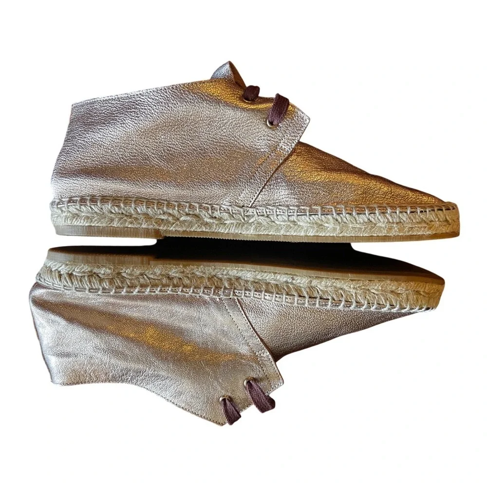 Robert Clergerie Paris Eloise Rose Gold buttery Leather Espadrille size 10 spain